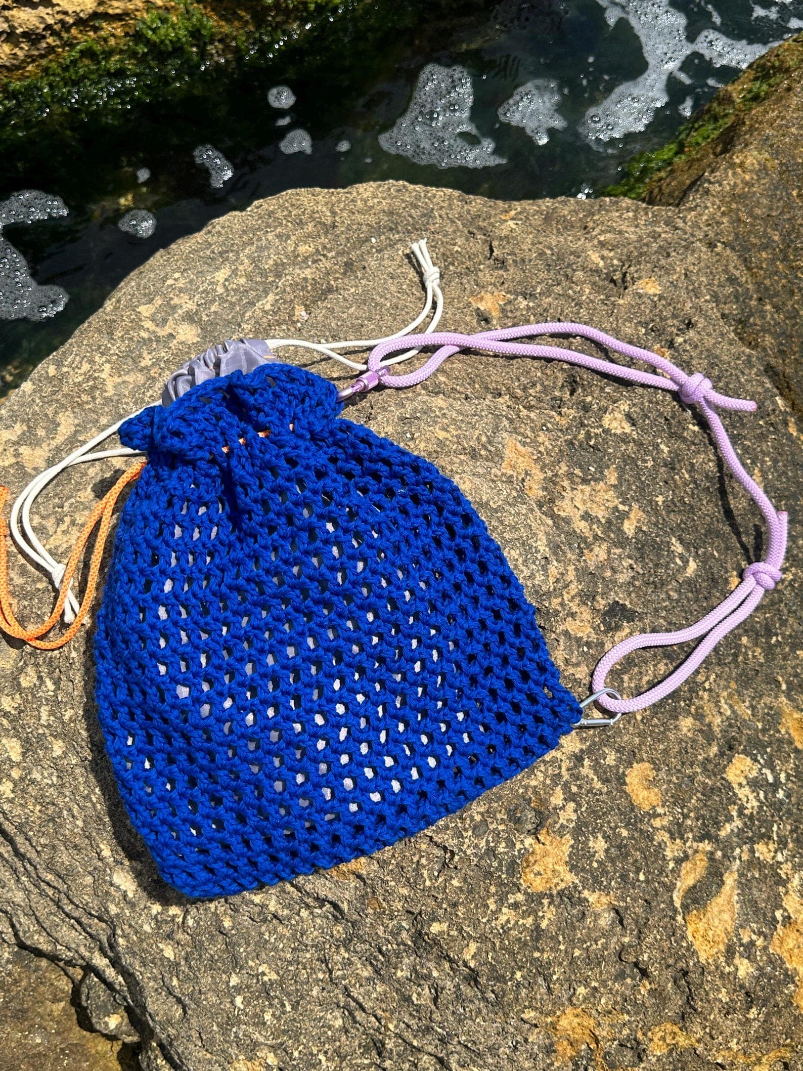Blue Crossbody Mesh Bag